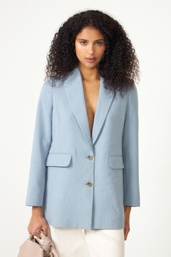 Rita Ls Relaxed Blazer Mel - Dusty Blue Melange