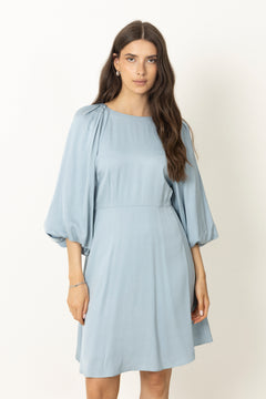 Laurina 3/4 Short Open Back Dress - Dusty Blue