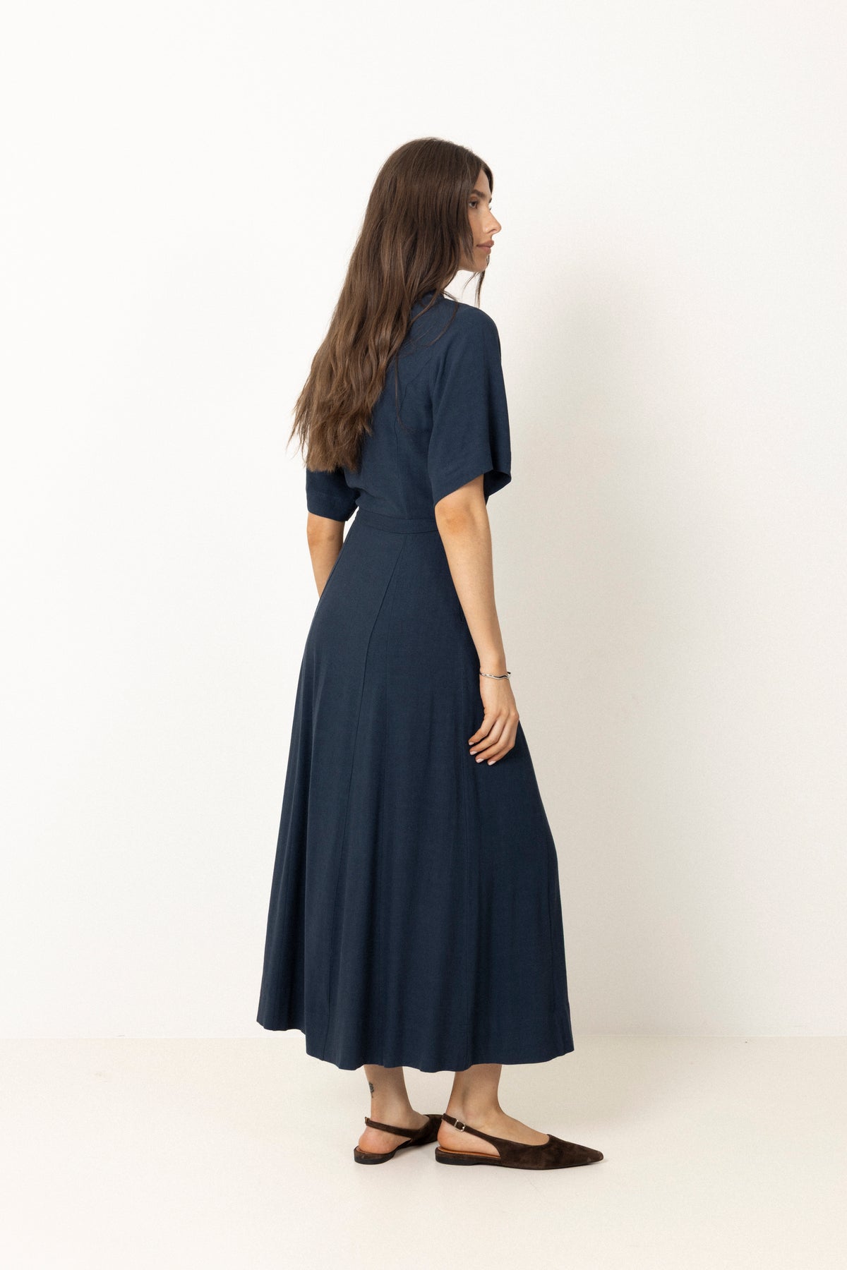 Viva Regular Linen Blend Klänning - Dark Sapphire
