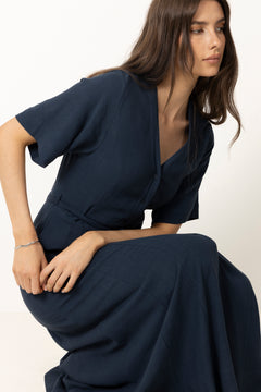 Viva Regular Linen Blend Dress - Dark Sapphire