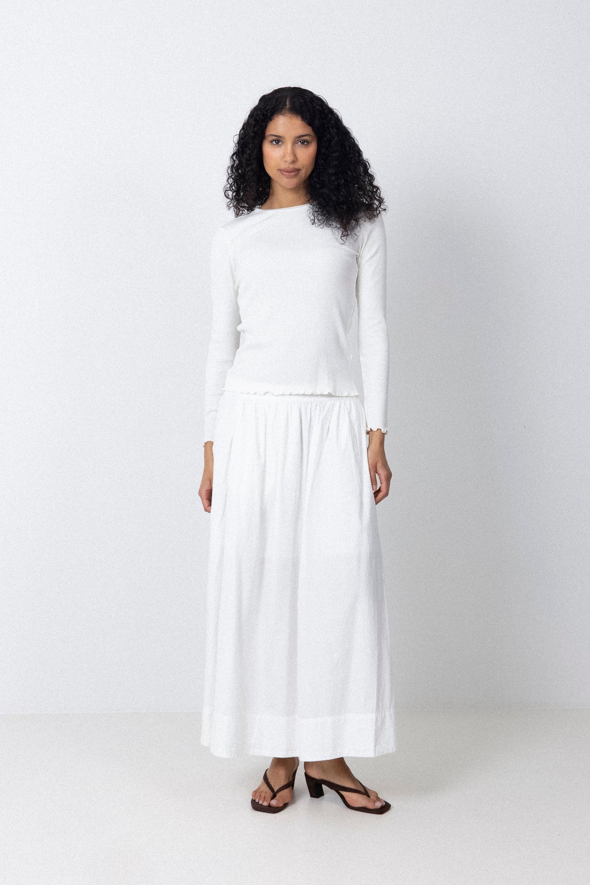 Blair Hw Ankle Slit Skirt - Bright White