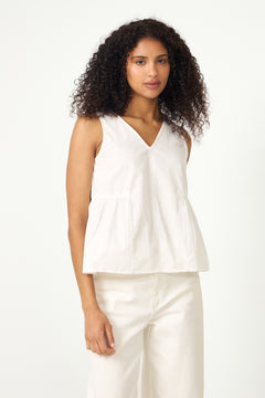 Blair Sl V-Neck Peplum Top - Bright White