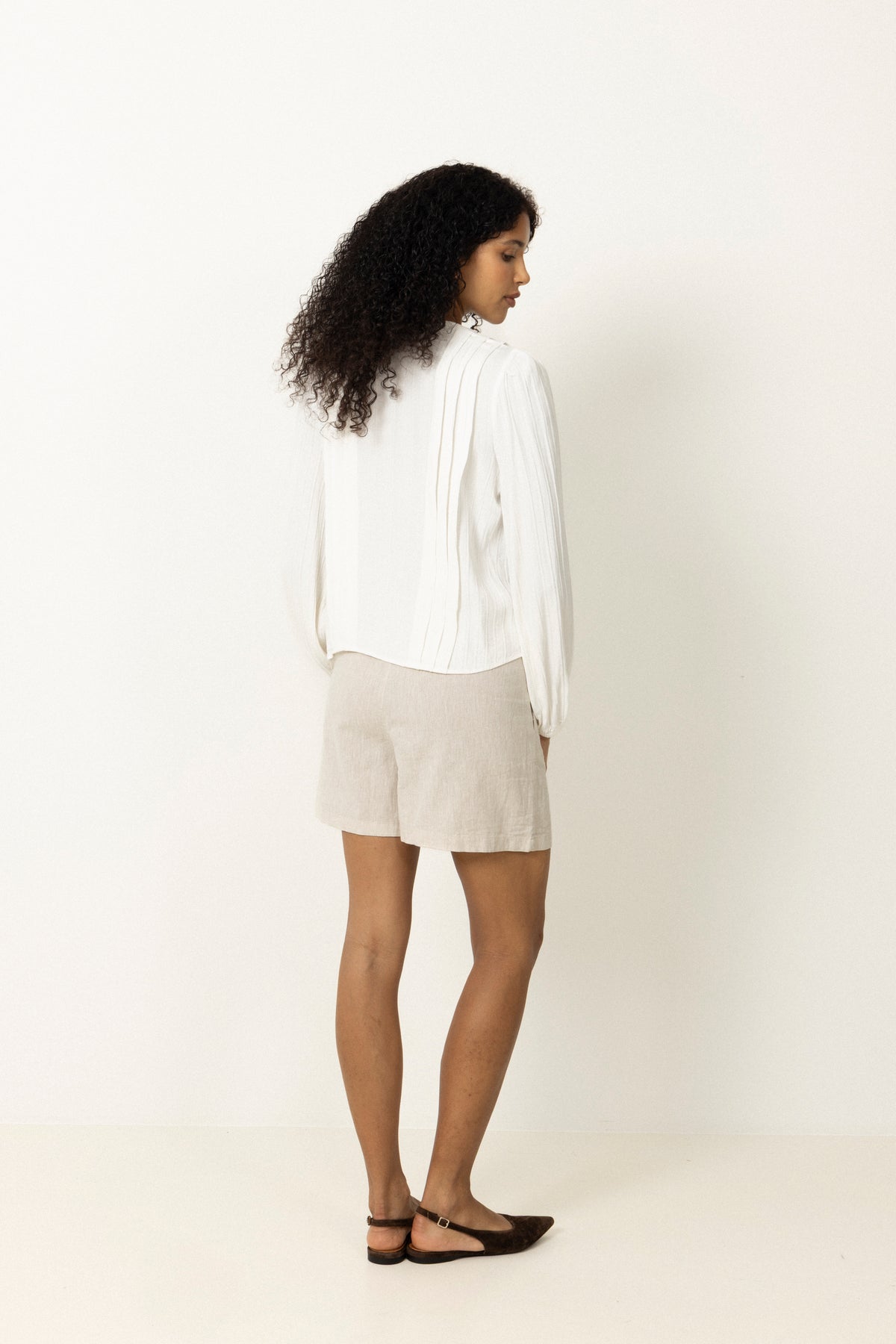 Luisa-Linnie Linen Blend Shorts - Sandshell