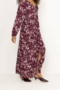 N-Lilith Maxiklänning - Deja Burgundy Print