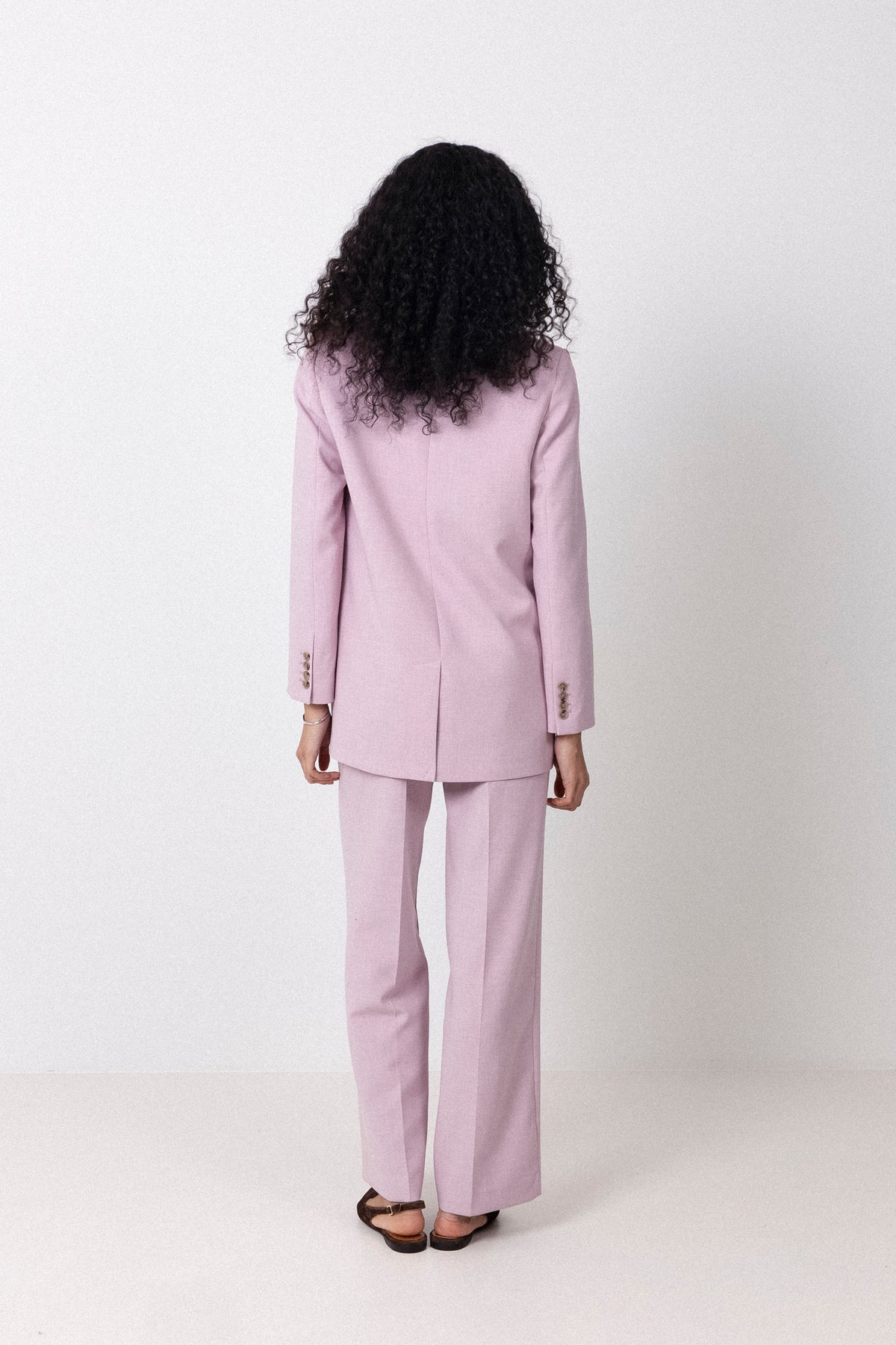 Rita Mw Wide Pant Mel - Bleached Mauve Melange