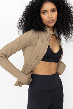Soft Touch Zip Jacket - Light Khaki