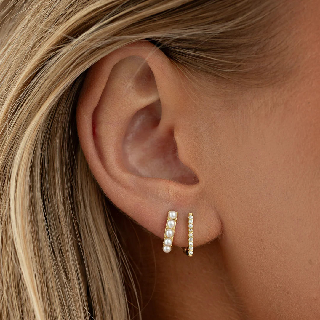 Essie - Pearl Hoop Stud Earrings - Guld