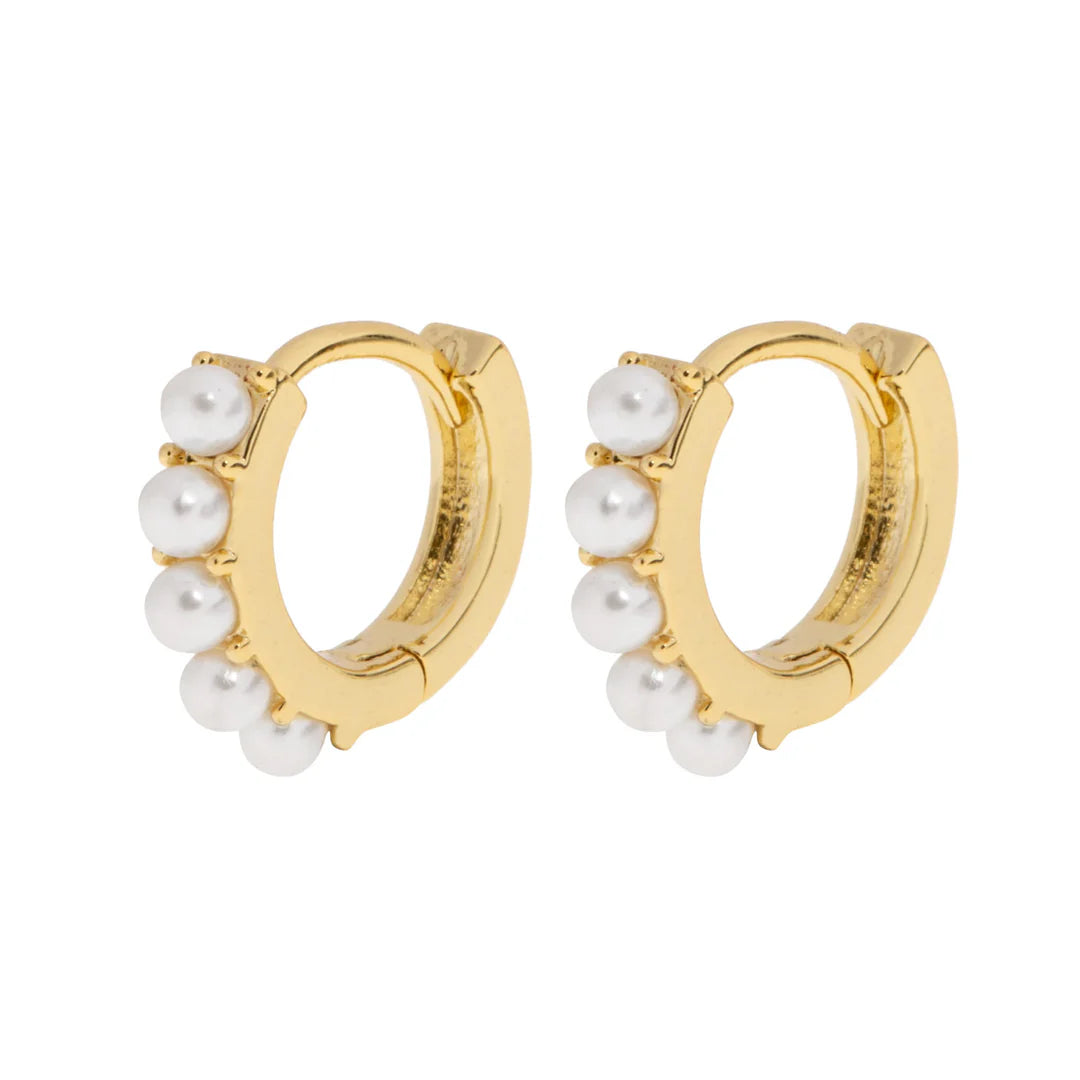 Essie - Pearl Hoop Stud Earrings - Guld
