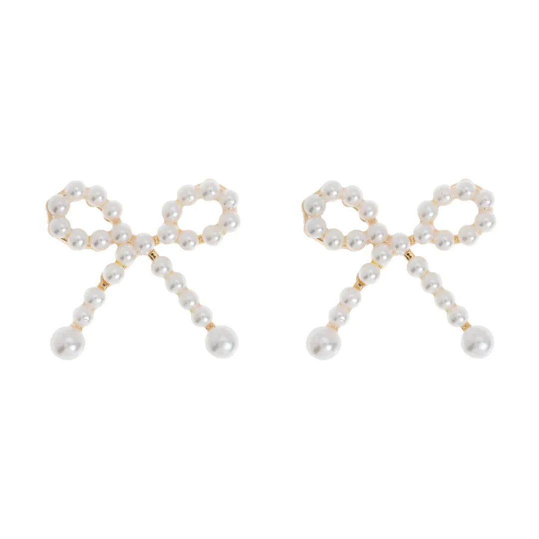 Juliette - Cute Pearl Bow Stiftörhängen - Guld