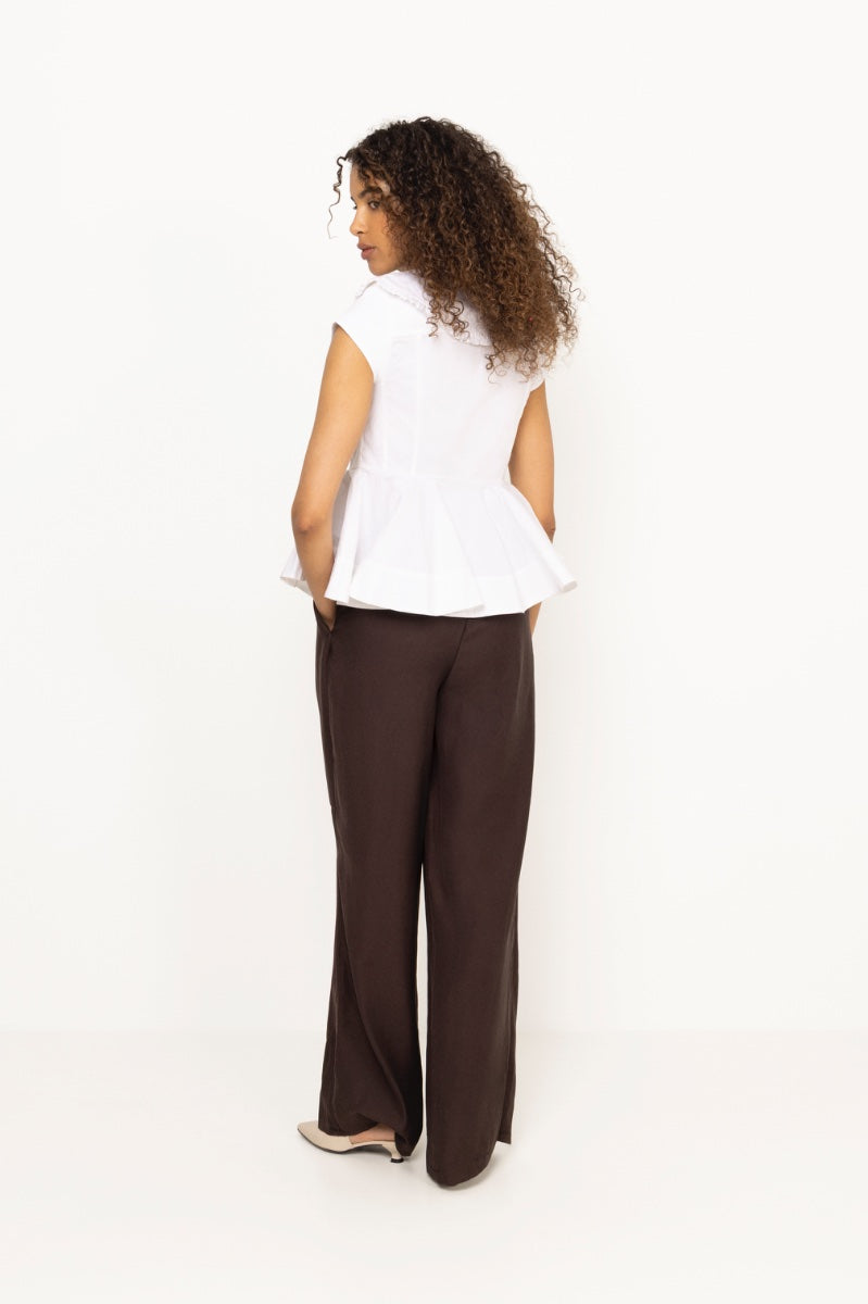 Stretch Cotton Peter Pan Collar Skjorta