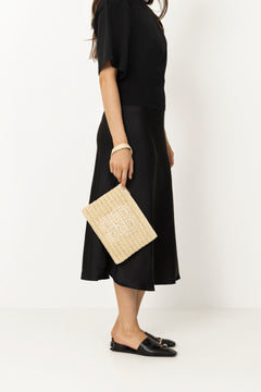 Mim Straw Clutch - Beige