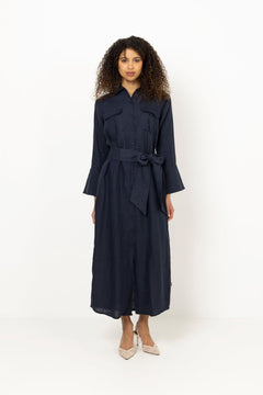 Linny Linen Dress - Navy