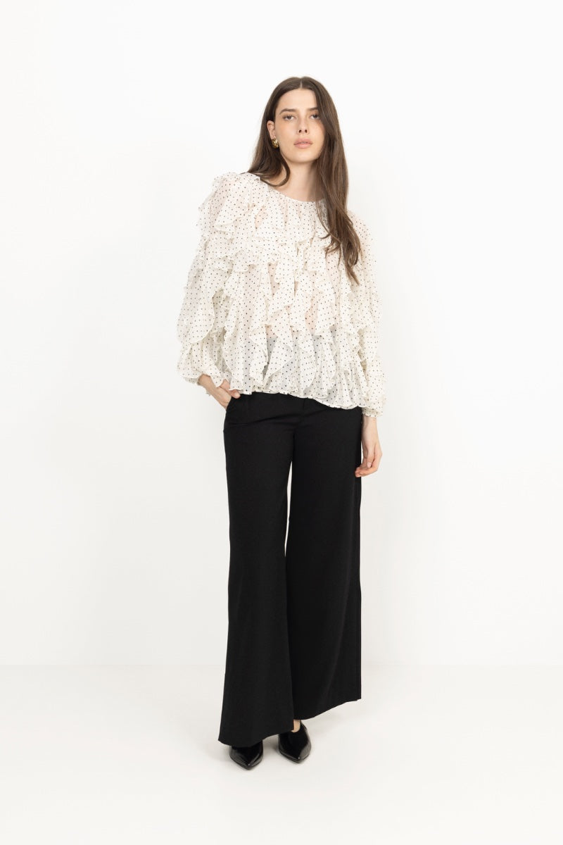 Rya Blouse - Ivory Mini Dot