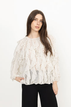 Rya Blouse - Ivory Mini Dot
