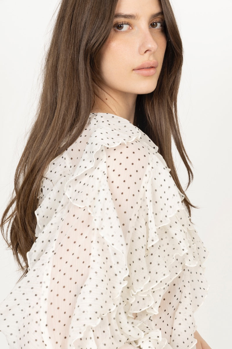 Rya Blouse - Ivory Mini Dot