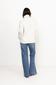 Fam Patch Short Sweater - White Alyssum