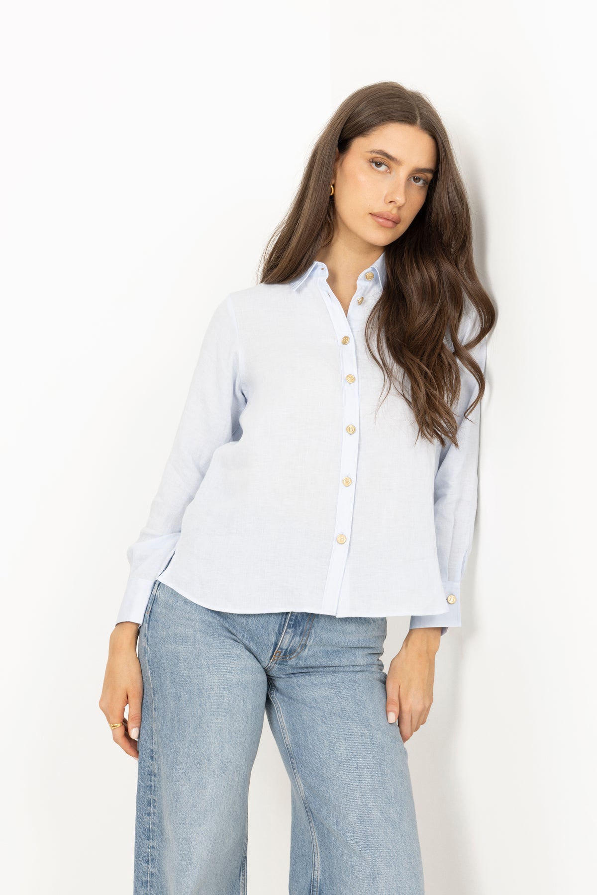 Nenne Linen Blouse - Ice Blue