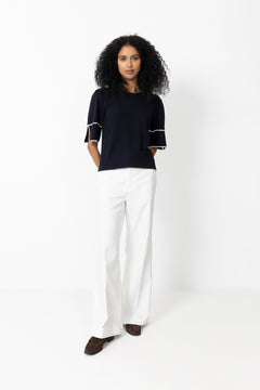 Malia Top - Marine/Ecru