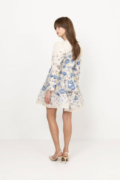 Leoni Silk Blend Mini Dress - Tulip Blue