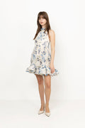 Fern Halterneck Ruffled Miniklänning - Tulip Blue