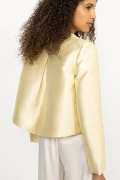 Ruthie Cropped Long Sleeve Blouse - Light Lemon