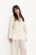 Ella Tailored Peplum Blazer - Vanilla