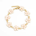 Adeline Pink Enamel Flower Chain Armband - Guld