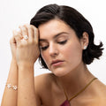 Adeline Pink Enamel Flower Chain Armband - Guld