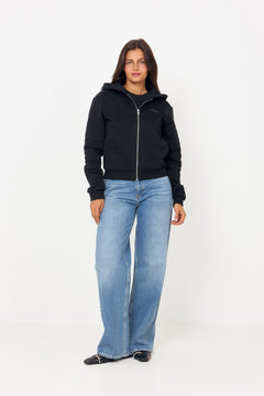 W Regular Zip Hoodie - Black