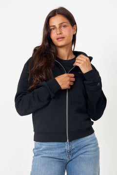 W Regular Zip Hoodie - Black