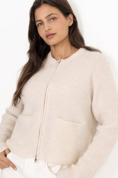 Sia Ras Ls Knit Short Cardigan - Birch