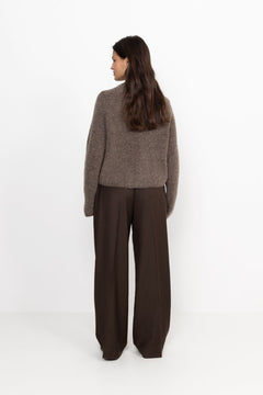 Sia Ras Ls Knit Short Cardigan - Chocolate Chip