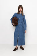 Regular Agathe Long Denim Dress - Medium Blue Denim