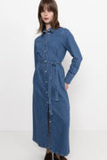 Regular Agathe Long Denim Dress - Medium Blue Denim