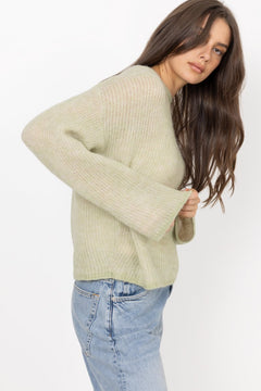 Lulu Loose Ls Knit O-Neck - Lint Birch