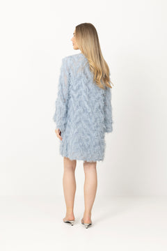Myline Relaxed Ls Boat Neck Dress B - Dusty Blue
