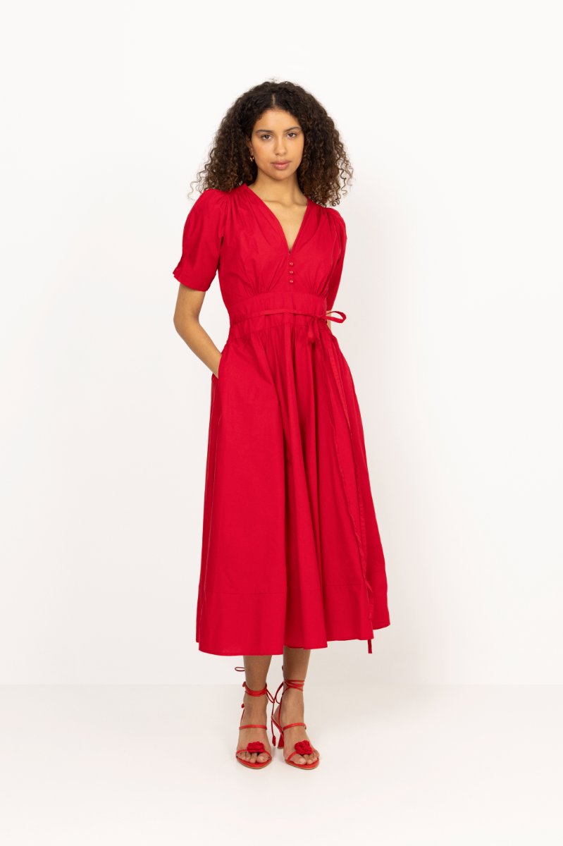 Maria Dress - City Red Poplin