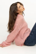 Boxy Mohair V-Neck - Pink Mix