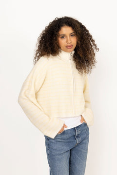 Tine Waffle Check Cardigan - Lt. Yellow Mix