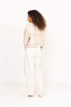 Tine Light Check Cardigan - Lt Brown Mix