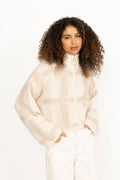 Tine Light Check Cardigan - Lt Brown Mix
