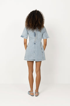 Short Denim Dress - Blue Washed