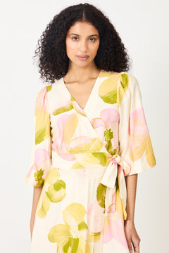 Yasmarga 3/4 Wrap Long Dress - Pristine Marga Aop