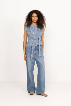 Yaskari Denim Waistcoat - Light Blue Denim