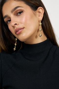 Tiny Trio Sphere Earrings - Gold