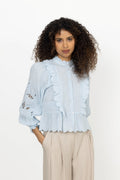 Petrine Embroidery Blus - Light Blue