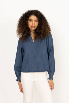 Emmeline Denim Blouse - Dark Blue