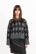 Kick Check Knit Blouse - Antracit