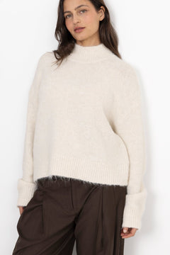 Paulina Fluffy Knit Blouse - Off White