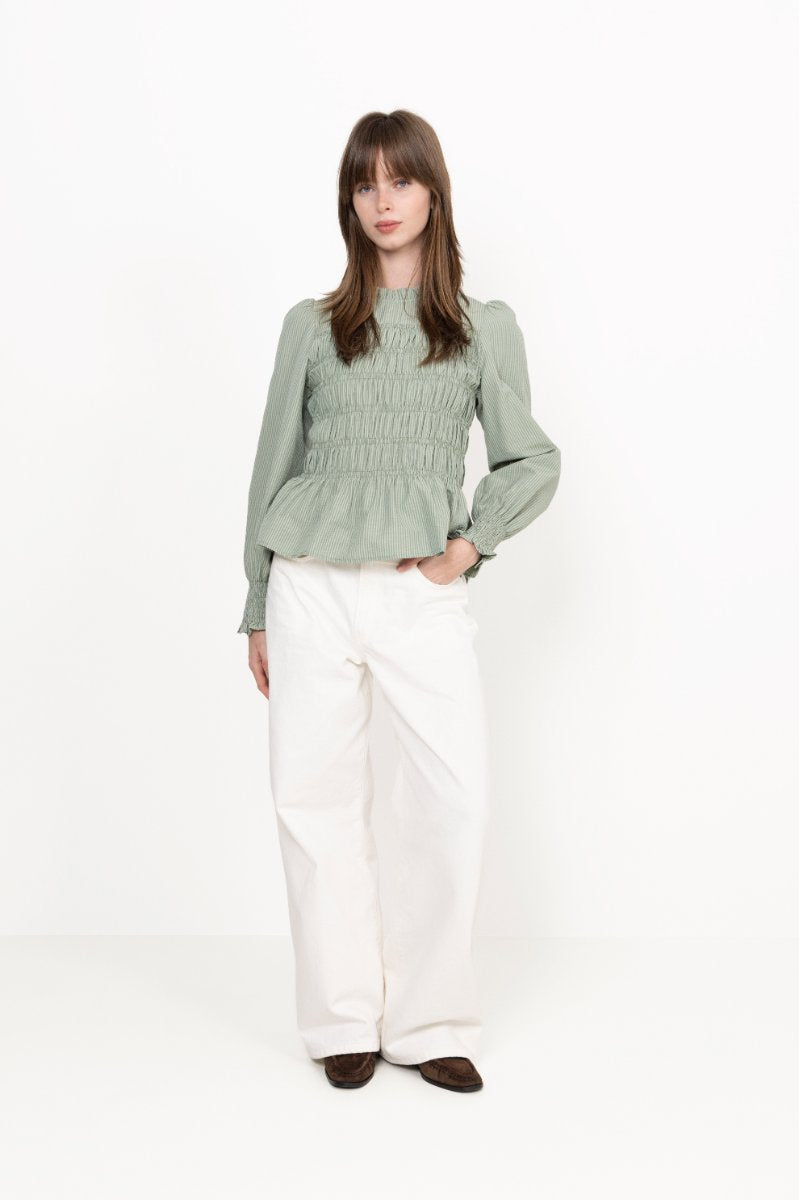 Possa Stripe Blus - Dusty Green